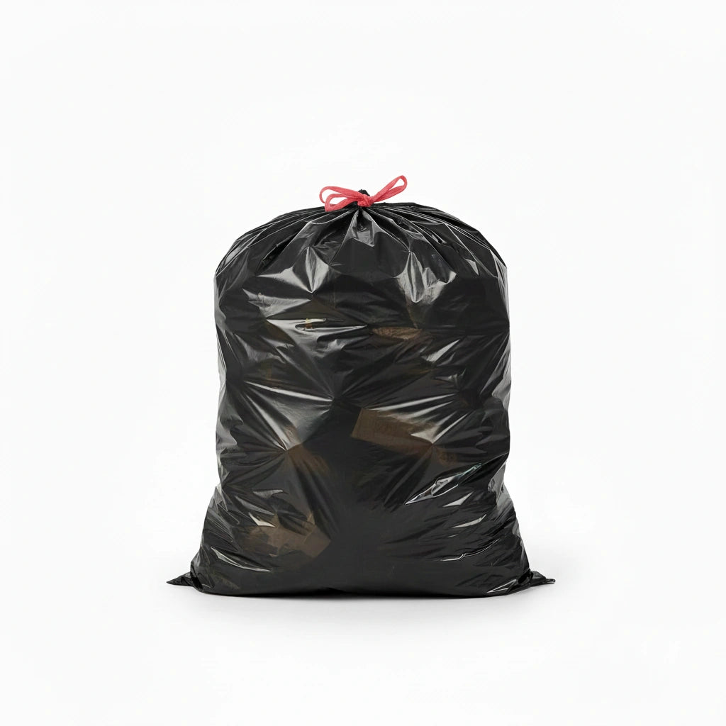 Sac poubelle à lien coulissant - 100L - Noir - 200 sacs - 34µ