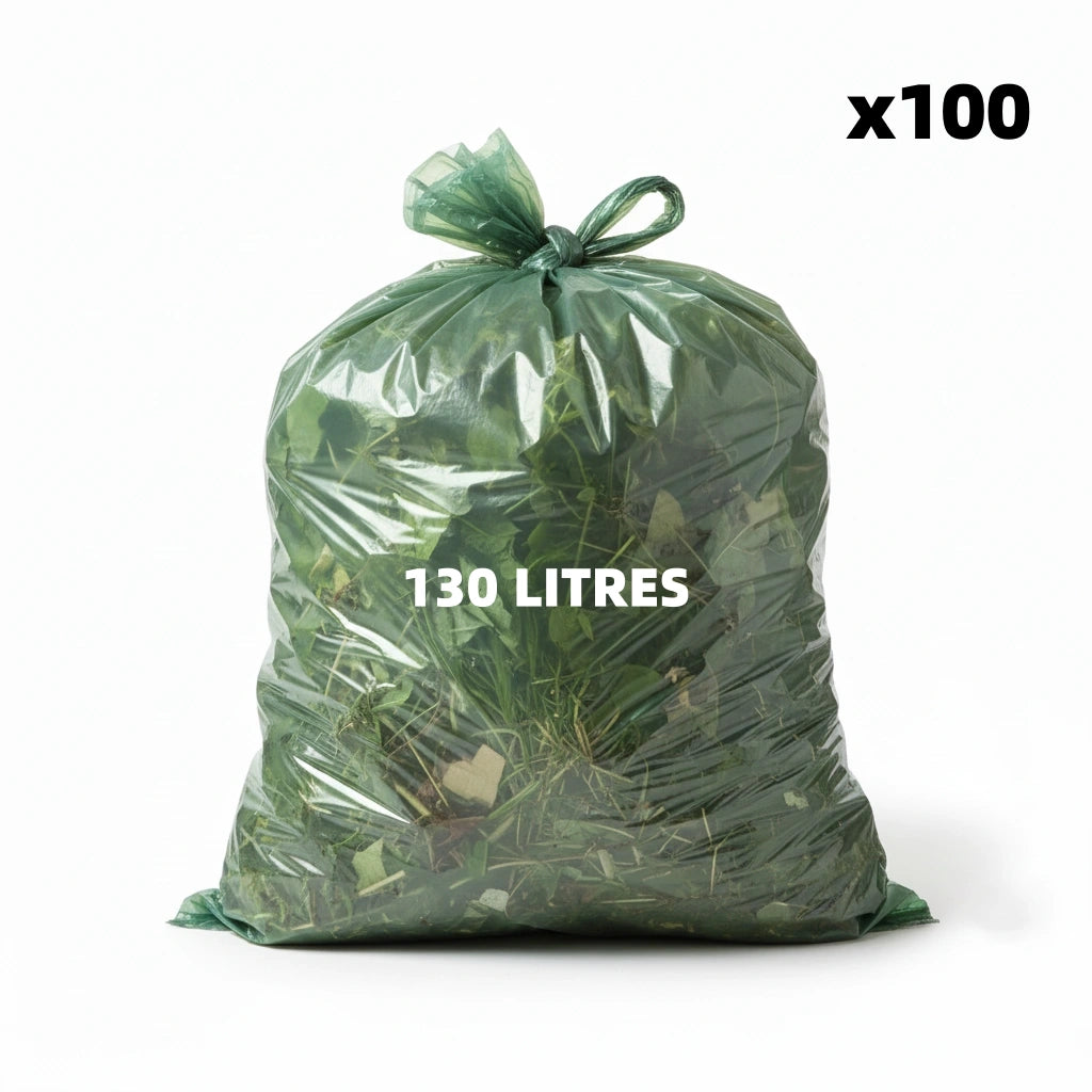Sac poubelle - 130L - Vert - 100 sacs 40µ