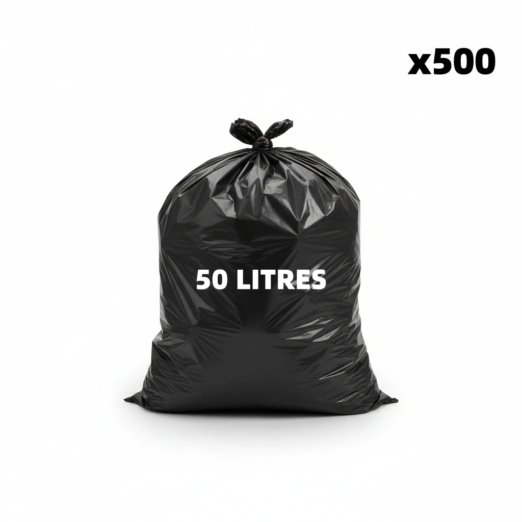 Sac poubelle - 50L - Noir - 500 sacs - 14µ