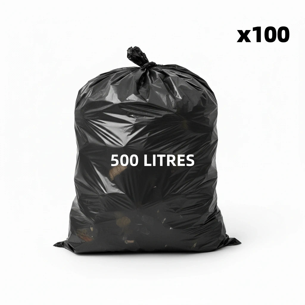 Housse pour conteneur - 500L - Noir - 100 sacs - 30µ