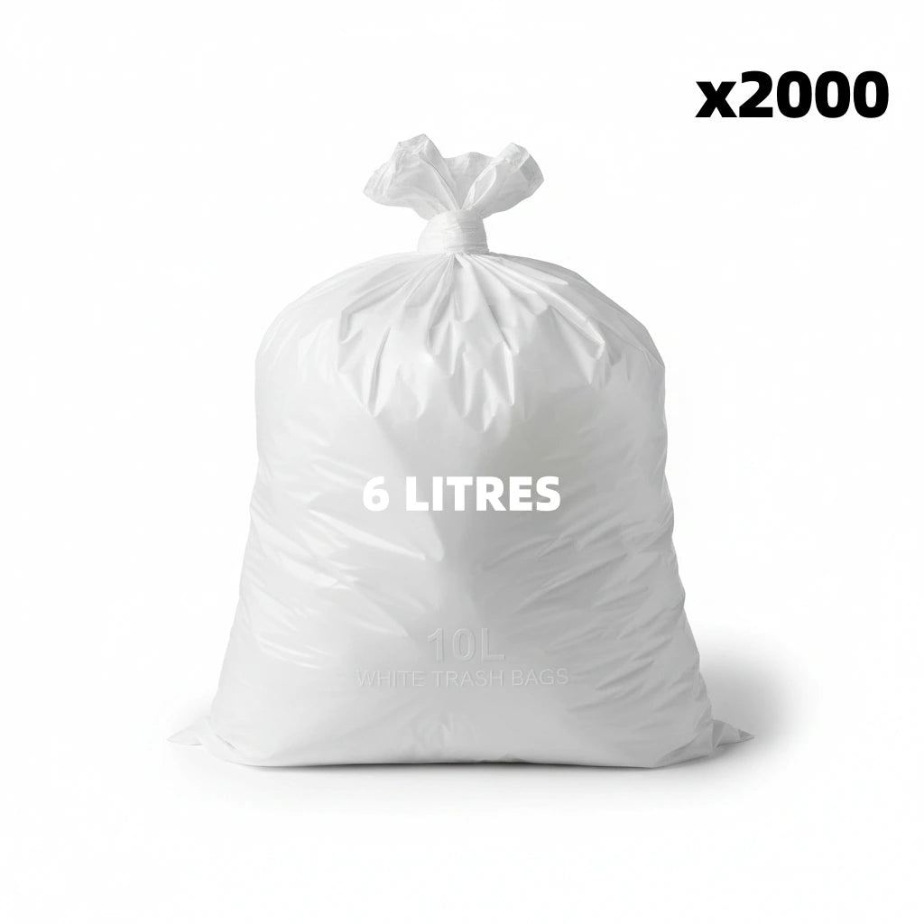Sac poubelle - 6L - Blanc - 2000 sacs - 10µ