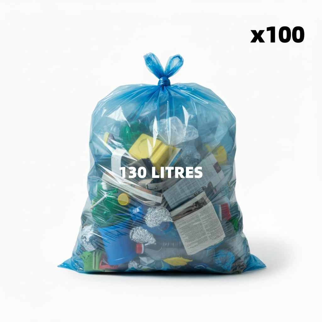 Sac poubelle - 130L - Bleu - 100 sacs - 40µ