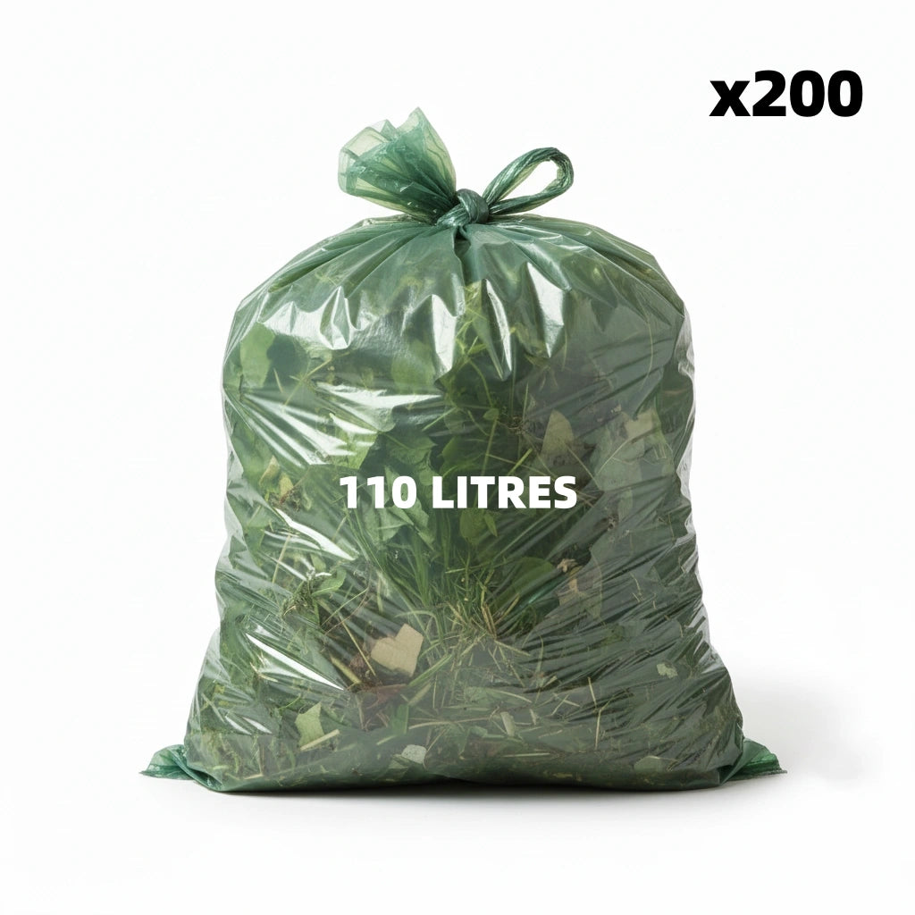 Sac poubelle - 110L - Vert - 200 sacs - 40µ