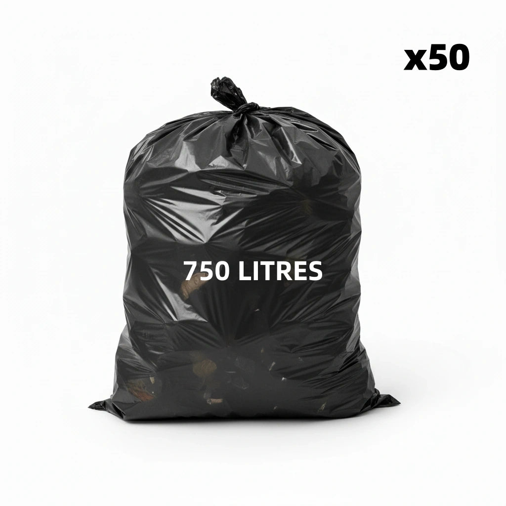Housse pour conteneur - 750L - Noir - 50 sacs - 30µ