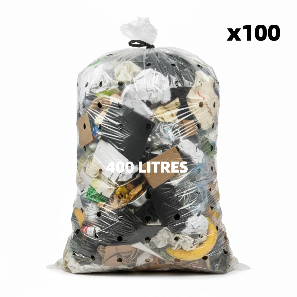Housse pour conteneur - 400L - Macro Perforée - Transparent - 100 sacs