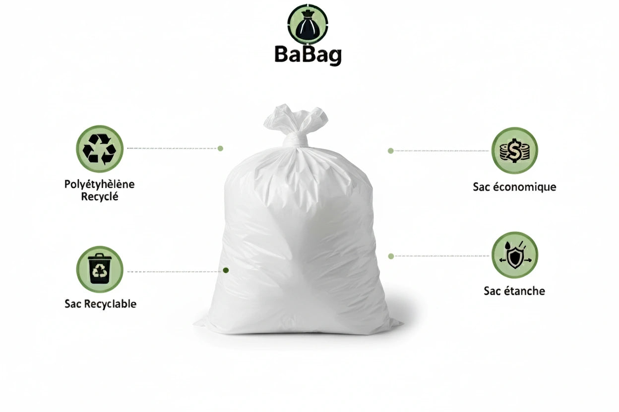 Sac poubelle - 10L - Blanc - 1000 sacs - 10µ