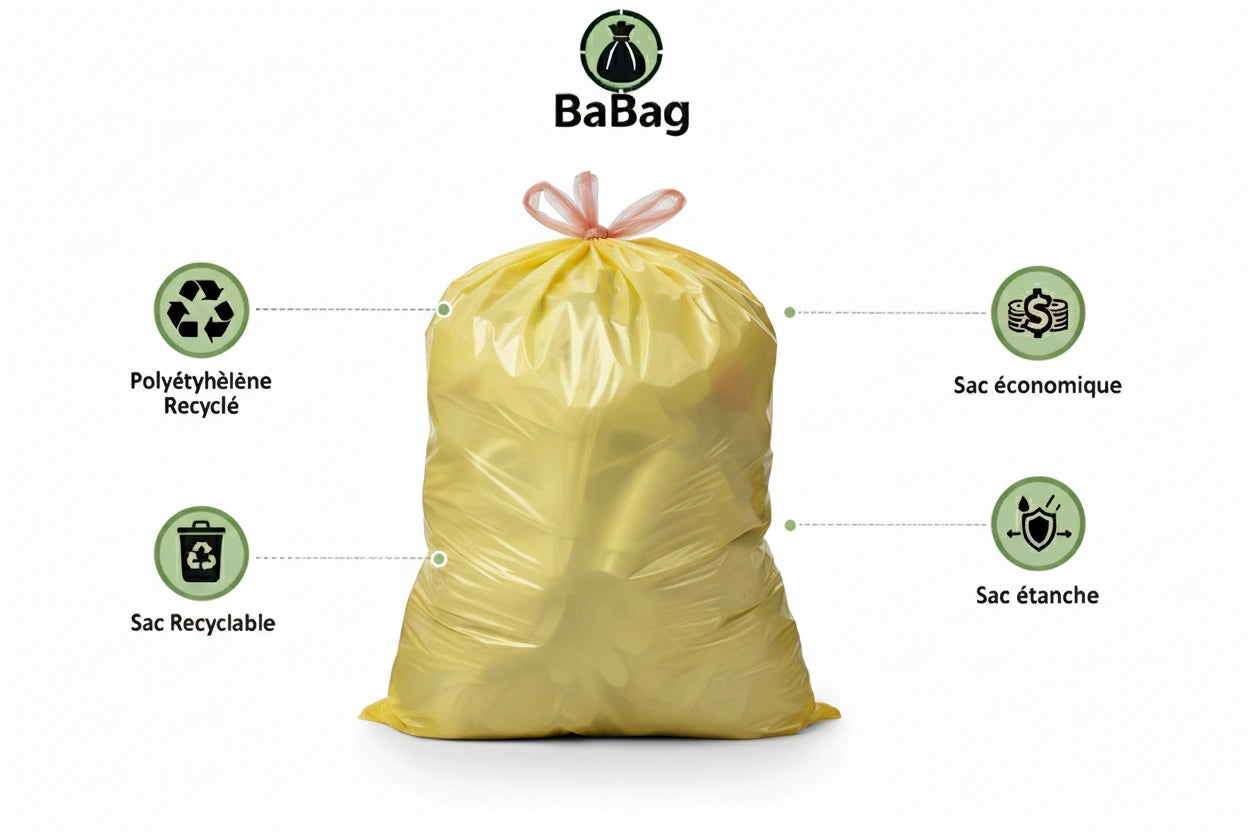 Sac poubelle Dasri - 100L - DASRI - Jaune - 200 sacs - 28µ