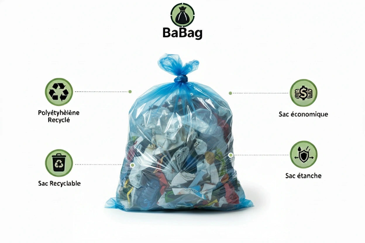 Sac poubelle - 30L - Bleu - 500 sacs - 12µ