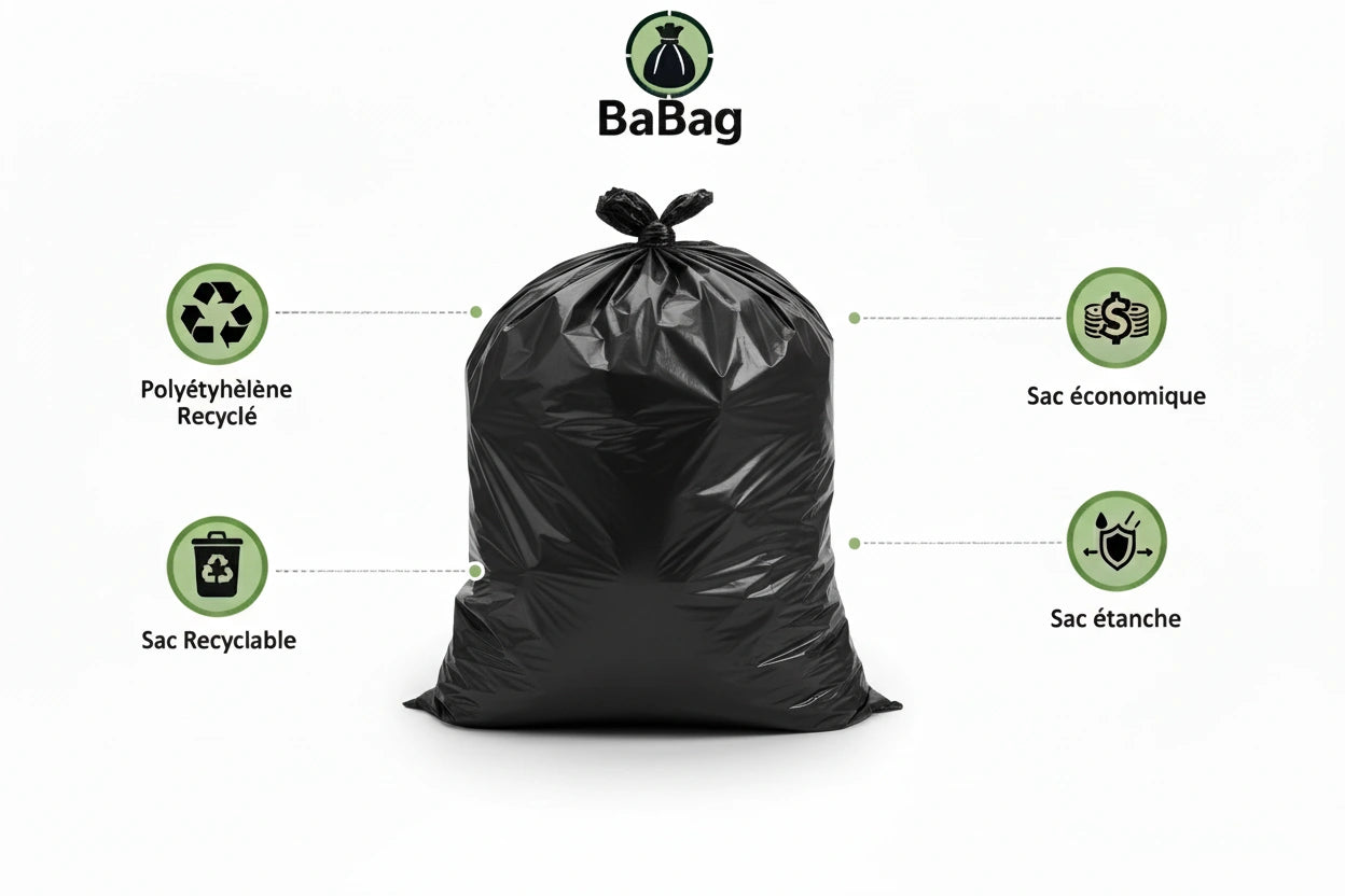 Sac poubelle - 50L - Noir - 250 sacs - 30µ