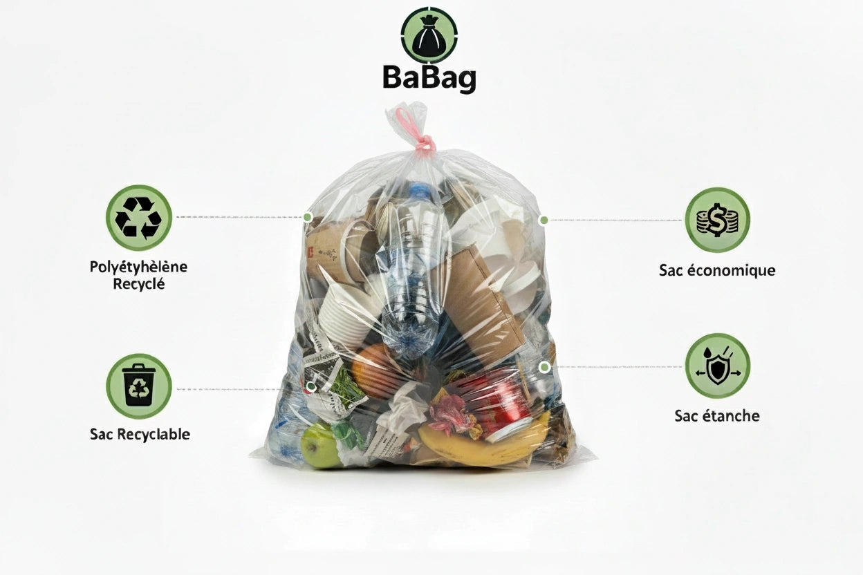 Sac poubelle - 50L - Premium - Transparent - 250 sacs - 20µ