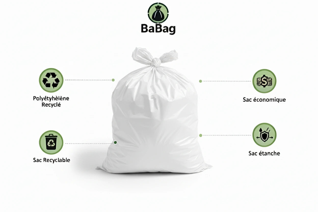 Sac poubelle - 20L - Blanc - 1000 sacs - 11µ