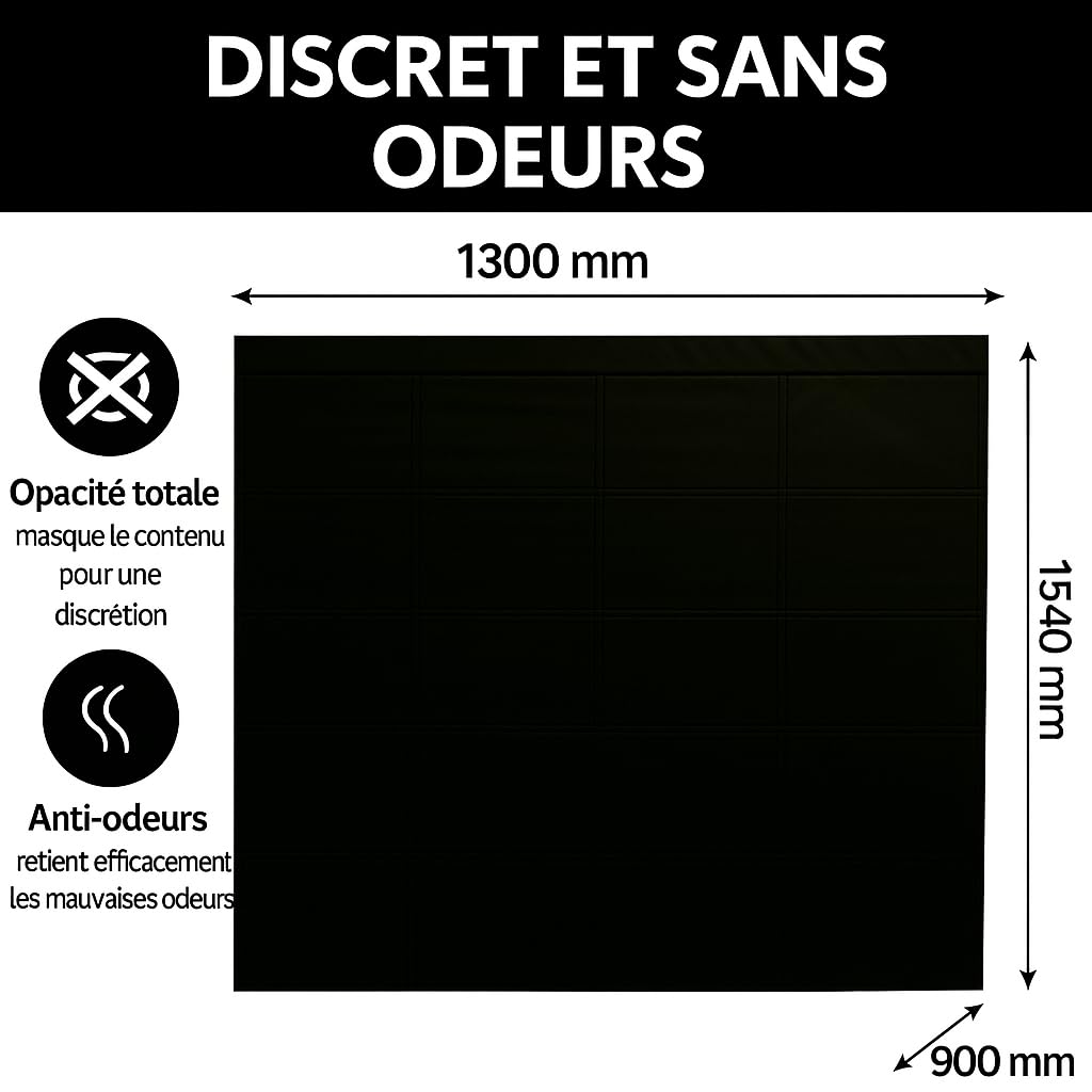 Housse pour conteneur-1000/1100L-Noir-50sacs-30µ