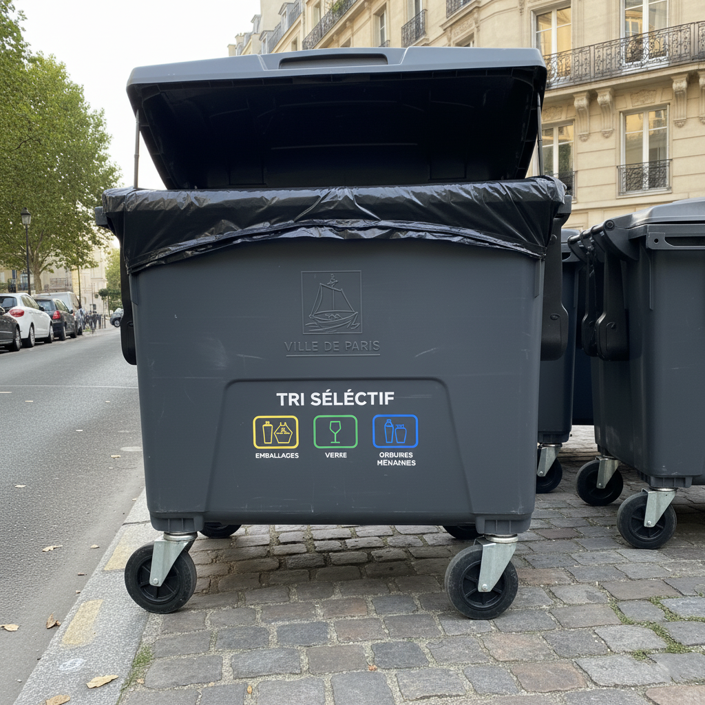 Housse pour conteneur-1000/1100L-Noir-50sacs-30µ