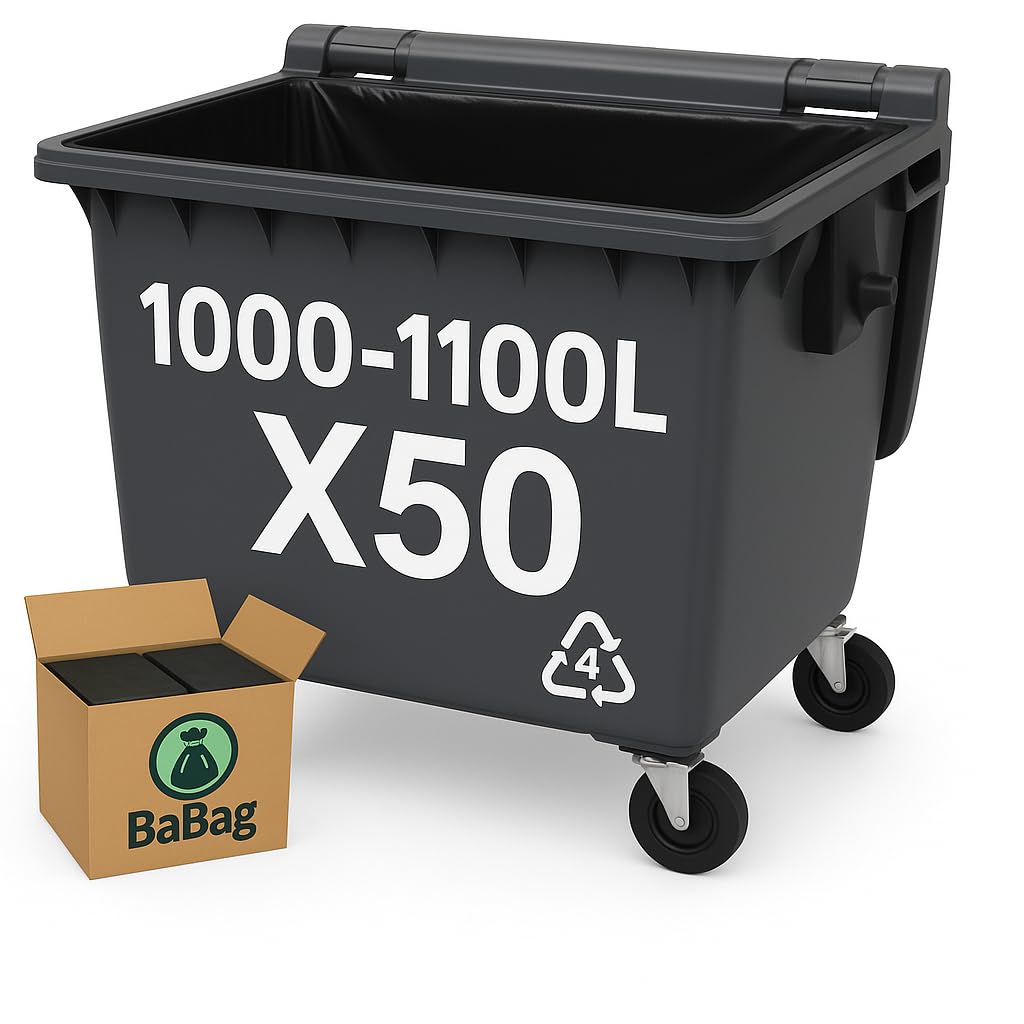 Housse pour conteneur-1000/1100L-Noir-50sacs-30µ