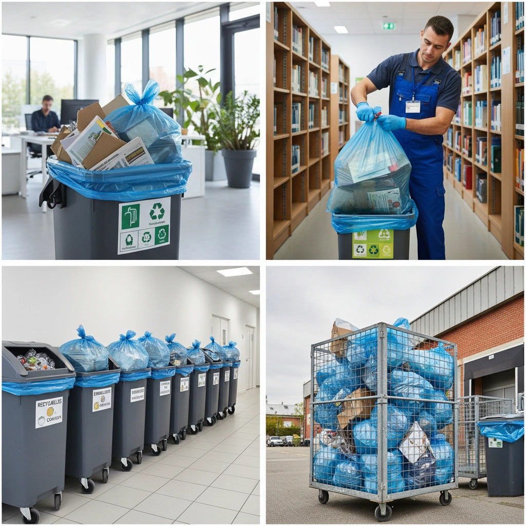 Sac poubelle - 130L - Bleu - 100 sacs - 40µ