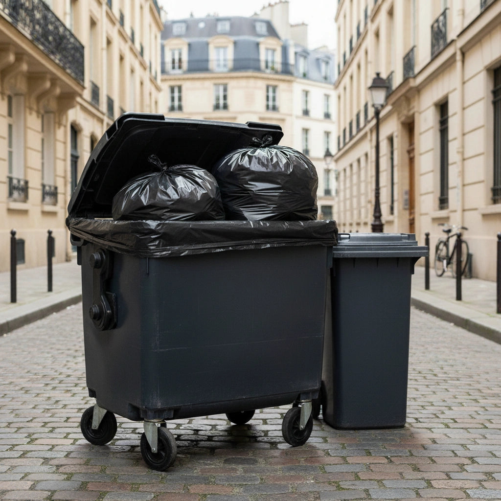 Housse pour conteneur - 500L - Noir - 100 sacs - 30µ