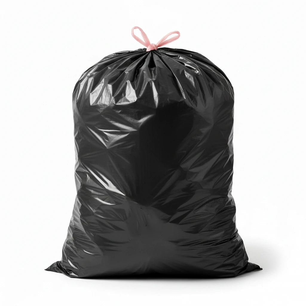 Sac poubelle à lien coulissant - 30L - Noir - 500 sacs - 23µ