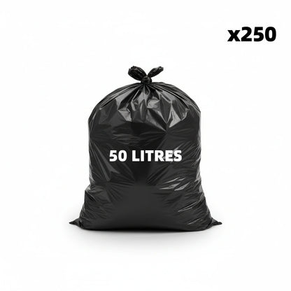 Sac poubelle - 50L - Noir - 250 sacs - 30µ