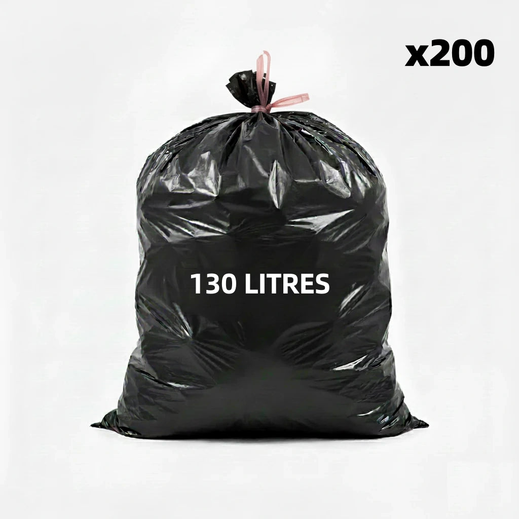 Sac poubelle - 130L - Noir - 200 sacs - 20µ