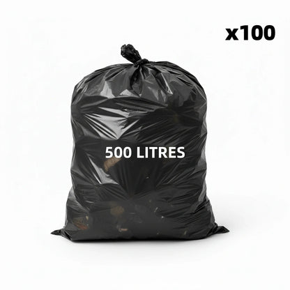 Housse pour conteneur - 500L - Noir - 100 sacs - 30µ