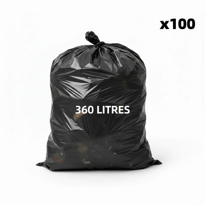 Housse pour conteneur - 360L - Noir - 100 sacs - 30µ