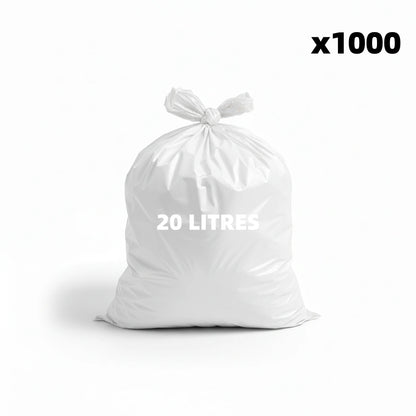 Sac poubelle - 20L - Blanc - 1000 sacs - 11µ