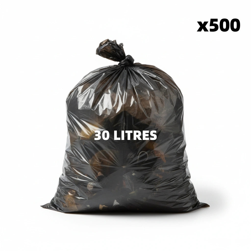 Sac poubelle - 30L - Noir - 500 sacs - 12µ