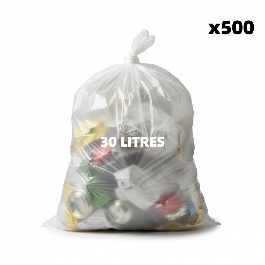 Sac poubelle - 30L - Blanc - 500 sacs - 12µ