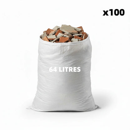 Sac résistant pour gravats - 64L - Blanc - 100 sacs - 67µ