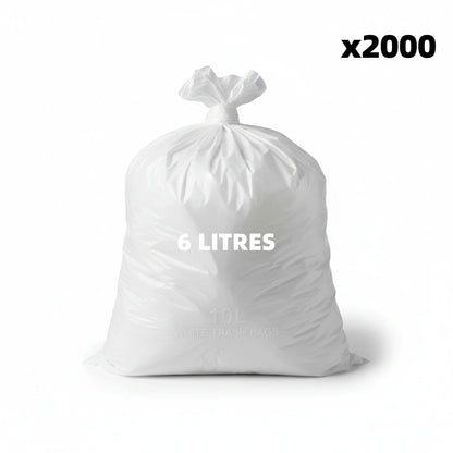 Sac poubelle - 6L - Blanc - 2000 sacs - 10µ