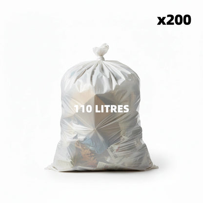 Sac poubelle - 110L - Blanc - 200 sacs - 40µ