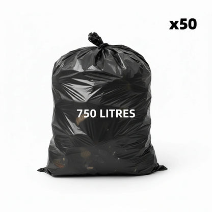 Housse pour conteneur - 750L - Noir - 50 sacs - 30µ