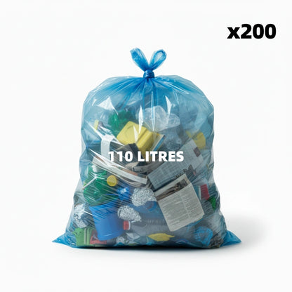 Sac poubelle - 110L - Bleu - 200 sacs - 40µ