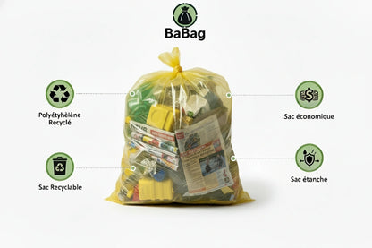 Sac poubelle - 130L - Jaune - 100 sacs - 40µ