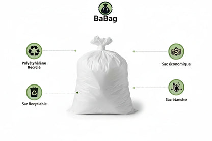 Sac poubelle - 10L - Blanc - 1000 sacs - 10µ