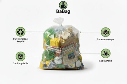 Sac poubelle - 130L - Transparent - 200 sacs - 30µ