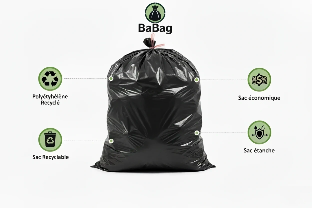 Sac poubelle - 110L - Noir - 200 sacs - 55µ