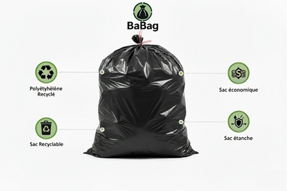 Sac poubelle - 110L - Noir - 200 sacs - 55µ
