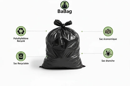 Sac poubelle - 20L - Noir - 1000 sacs - 11µ
