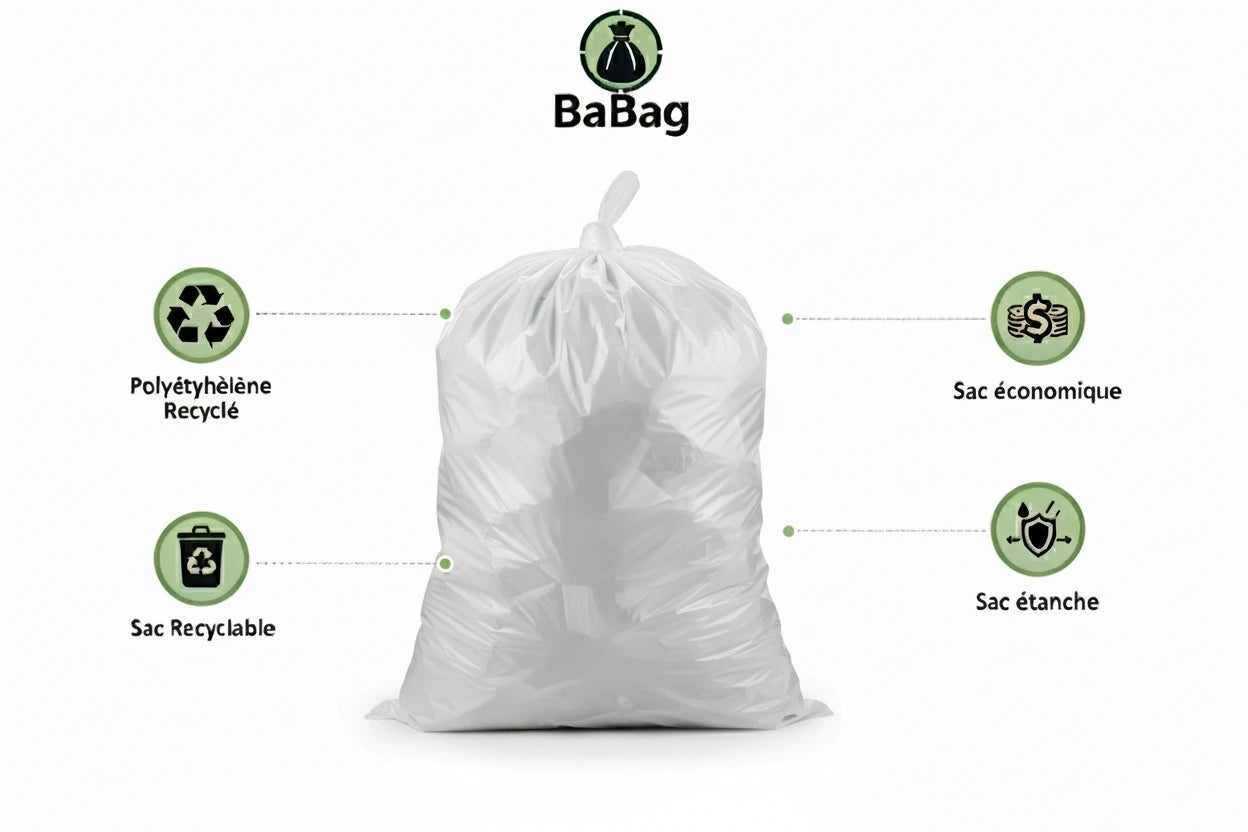 Sac poubelle - 50L - Blanc - 500 sacs - 14µ