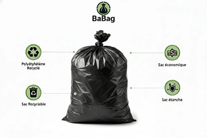 Sac poubelle - 30L - Noir - 500 sacs - 27µ