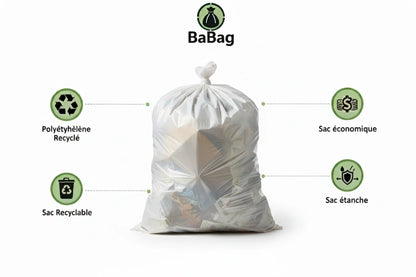 Sac poubelle - 110L - Blanc - 200 sacs - 40µ