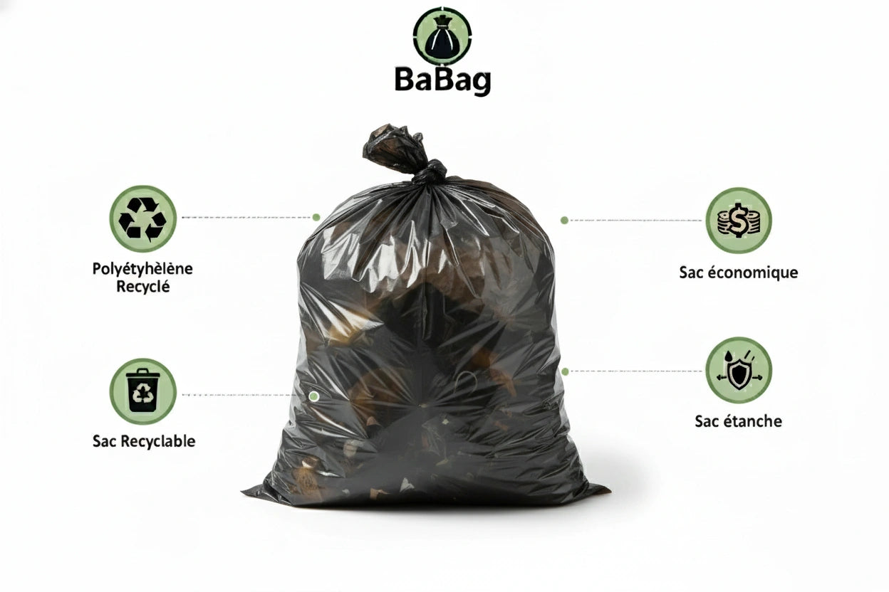 Sac poubelle - 30L - Noir - 500 sacs - 12µ