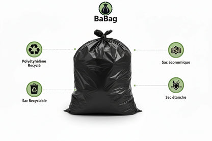 Sac poubelle - 50L - Noir - 250 sacs - 30µ