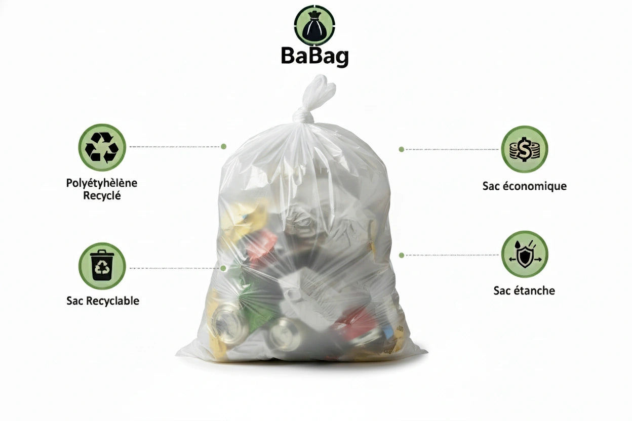 Sac poubelle - 30L - Blanc - 500 sacs - 12µ