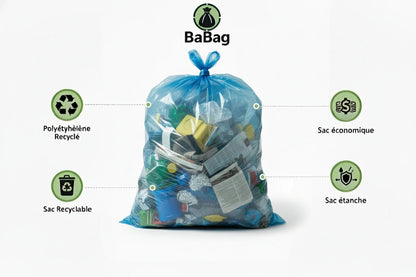 Sac poubelle - 110L - Bleu - 200 sacs - 40µ