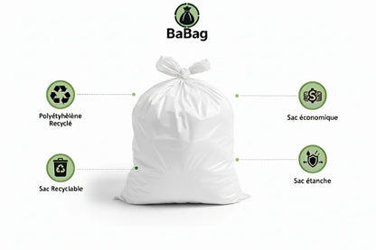 Sac poubelle - 20L - Blanc - 1000 sacs - 11µ