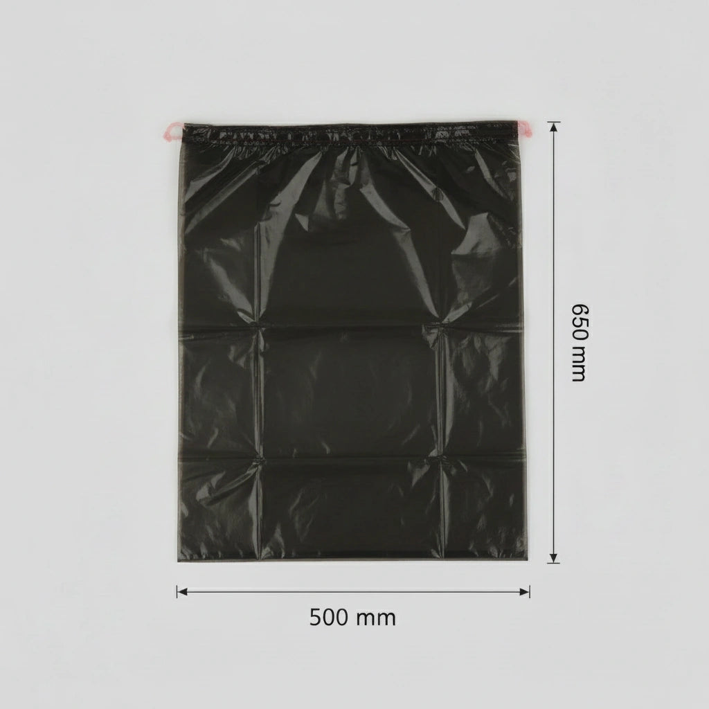 Sac poubelle à lien coulissant - 30L - Noir - 500 sacs - 23µ