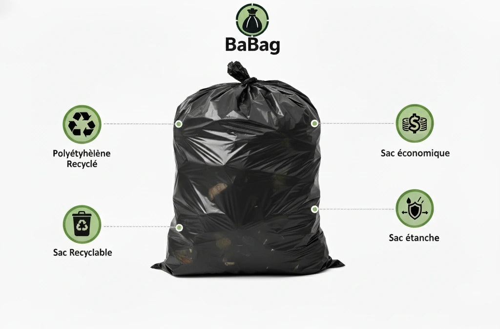 Housse pour conteneur - 500L - Noir - 100 sacs - 30µ