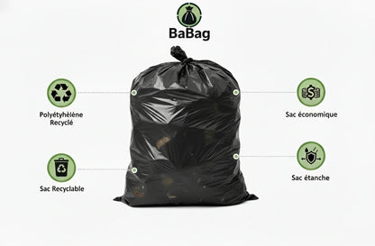 Housse pour conteneur - 500L - Noir - 100 sacs - 30µ